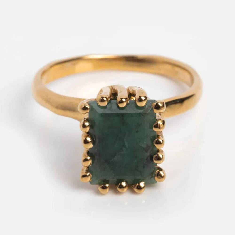 NEW MEREWIF women's raw emerald ring in gold